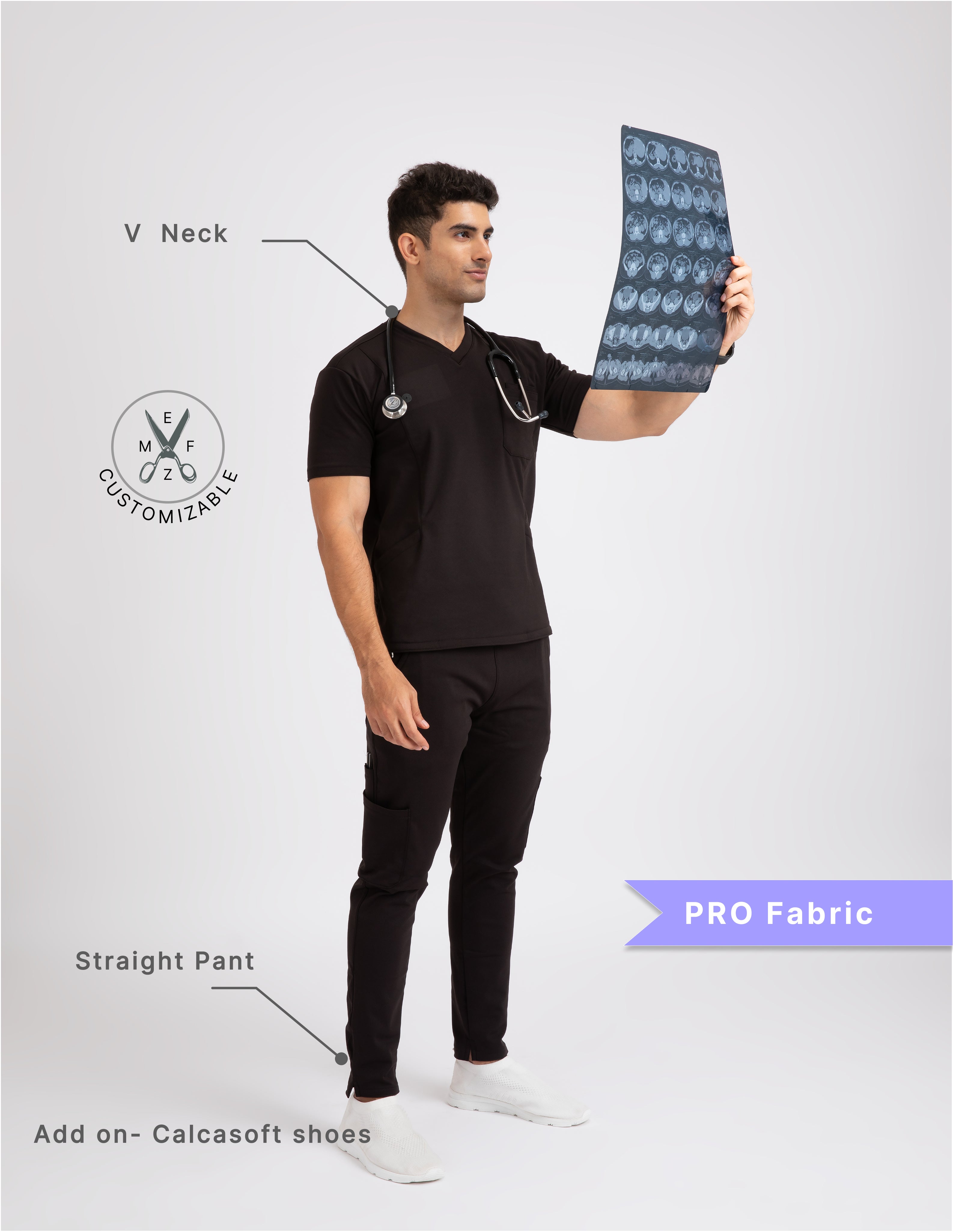 VANTA BLACK V Neck / Straight Pant / 4 way Stretch (MaleFullset) NMKZ8