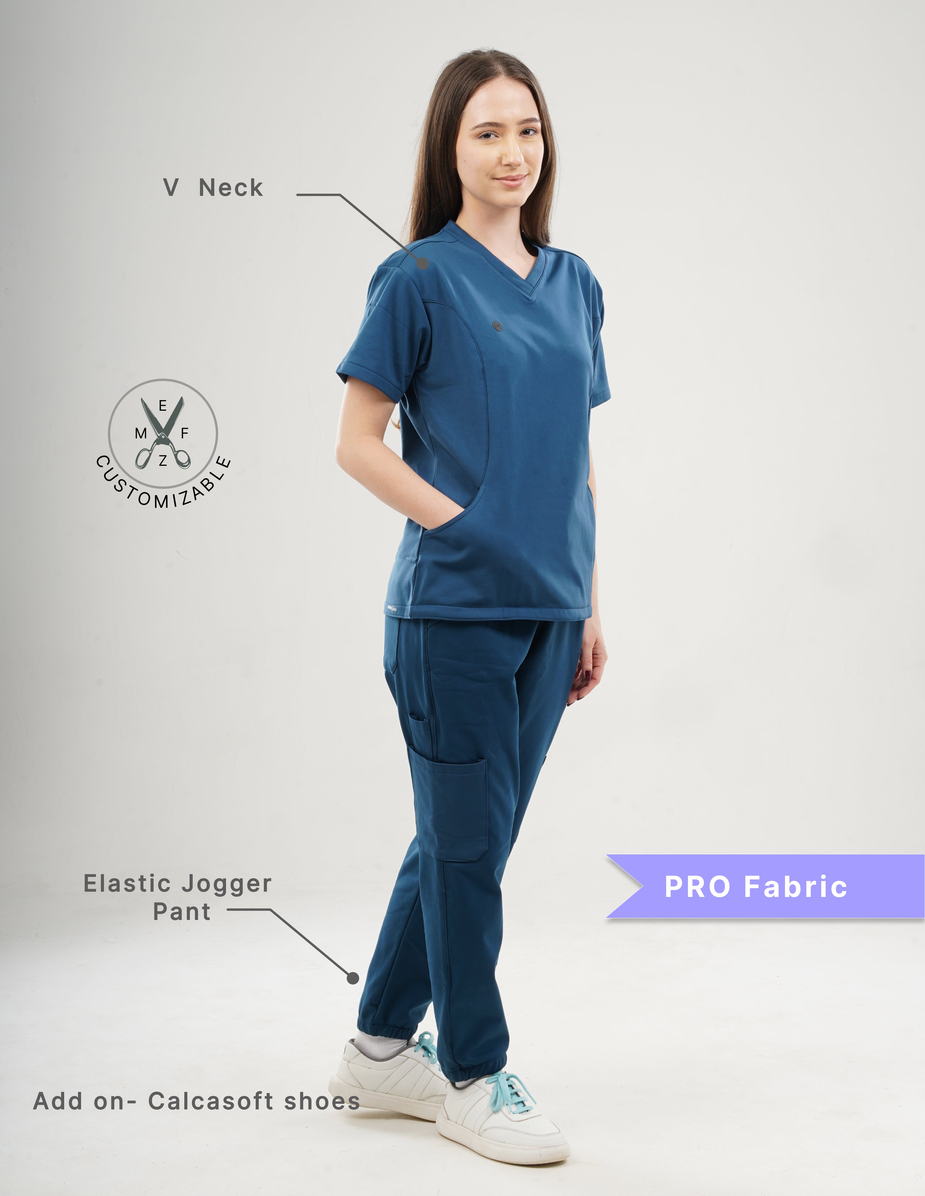 PRUSSIAN BLUE V Neck / Jogger Pant / 4 way Stretch (FemaleFullset) MKZ1