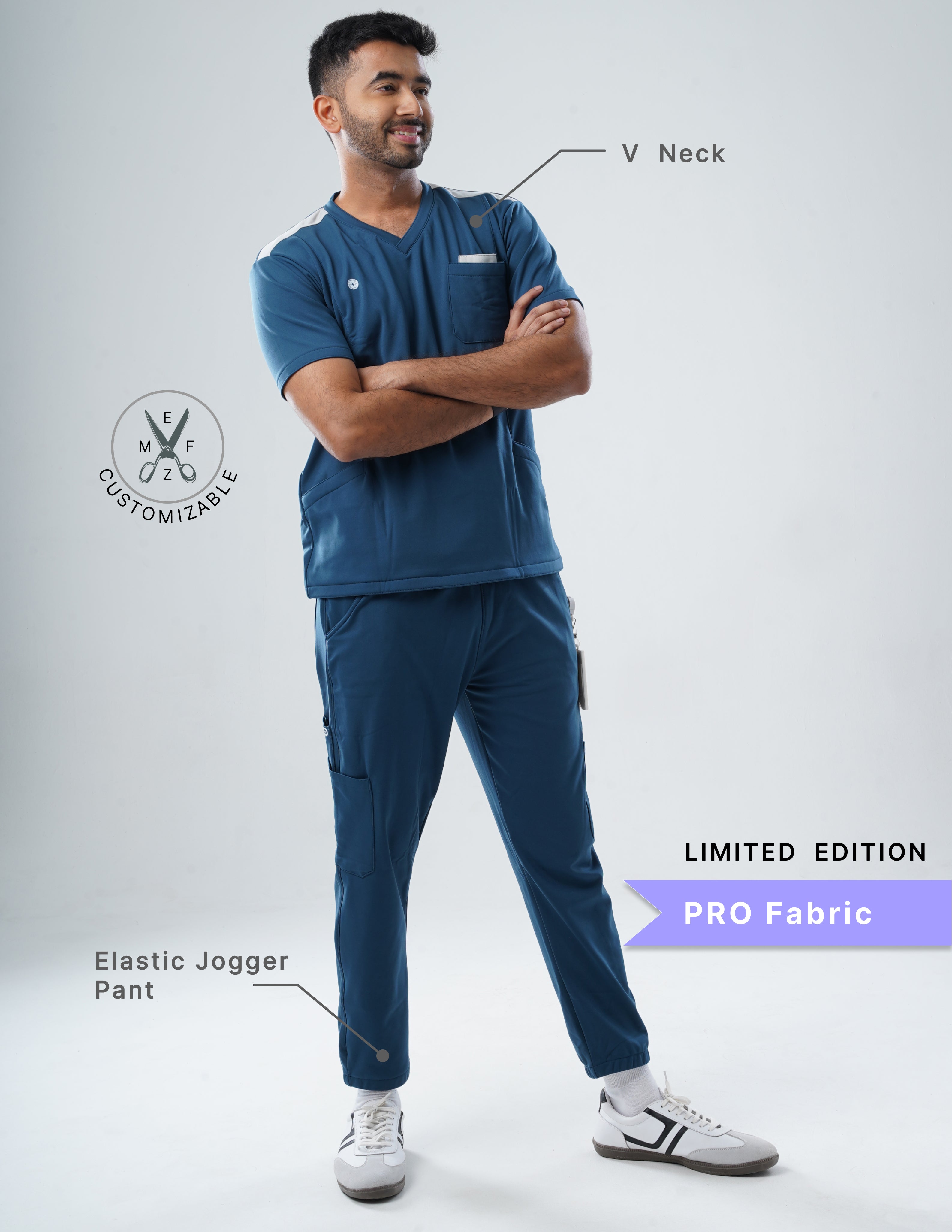 PRUSSIAN BLUE - LIMITED EDITION V Neck / Jogger Pant / 4 way Stretch (MaleFullset) MKZ128