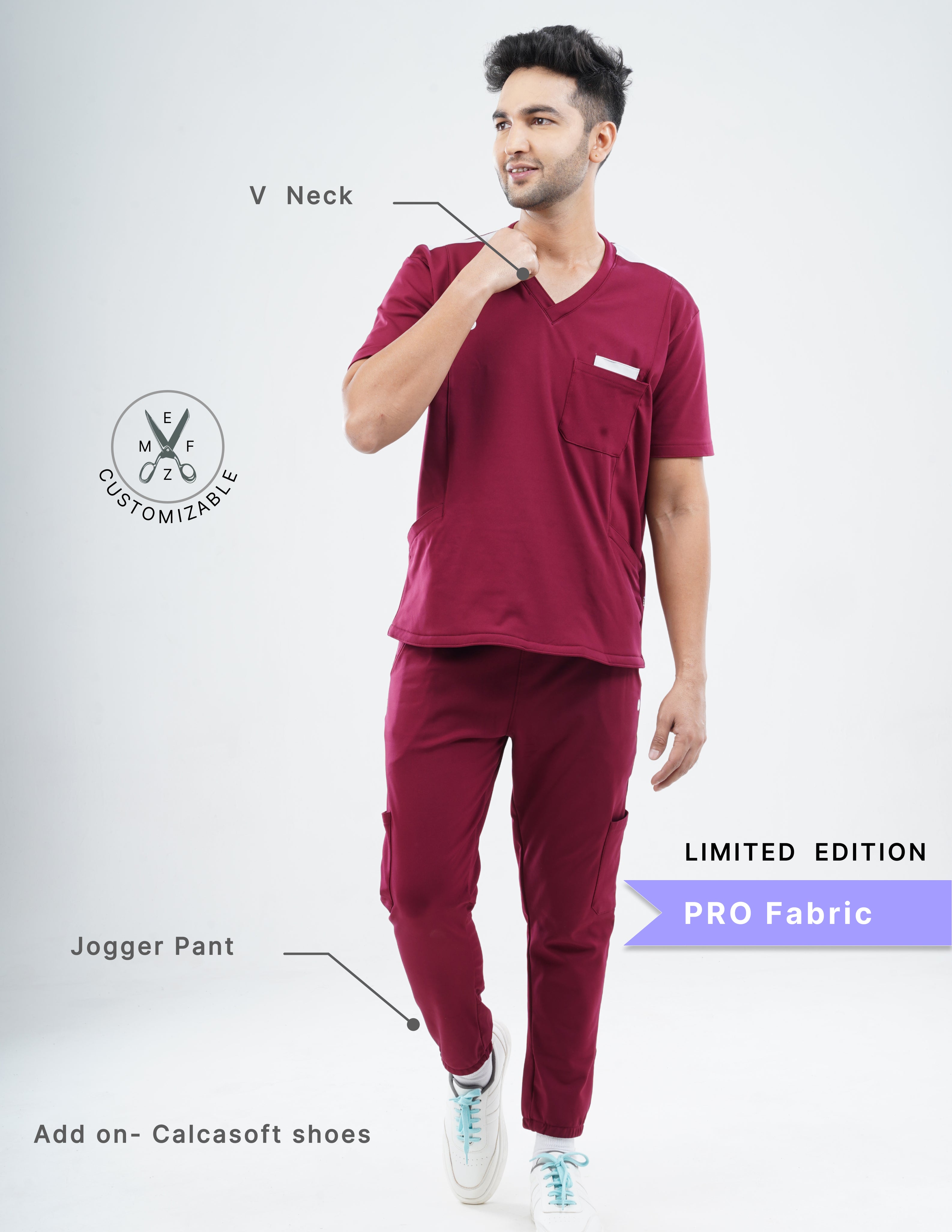 CARMINE RED - LIMITED EDITION V Neck / Jogger Pant / 4 way Stretch (MaleFullset) MKZ140