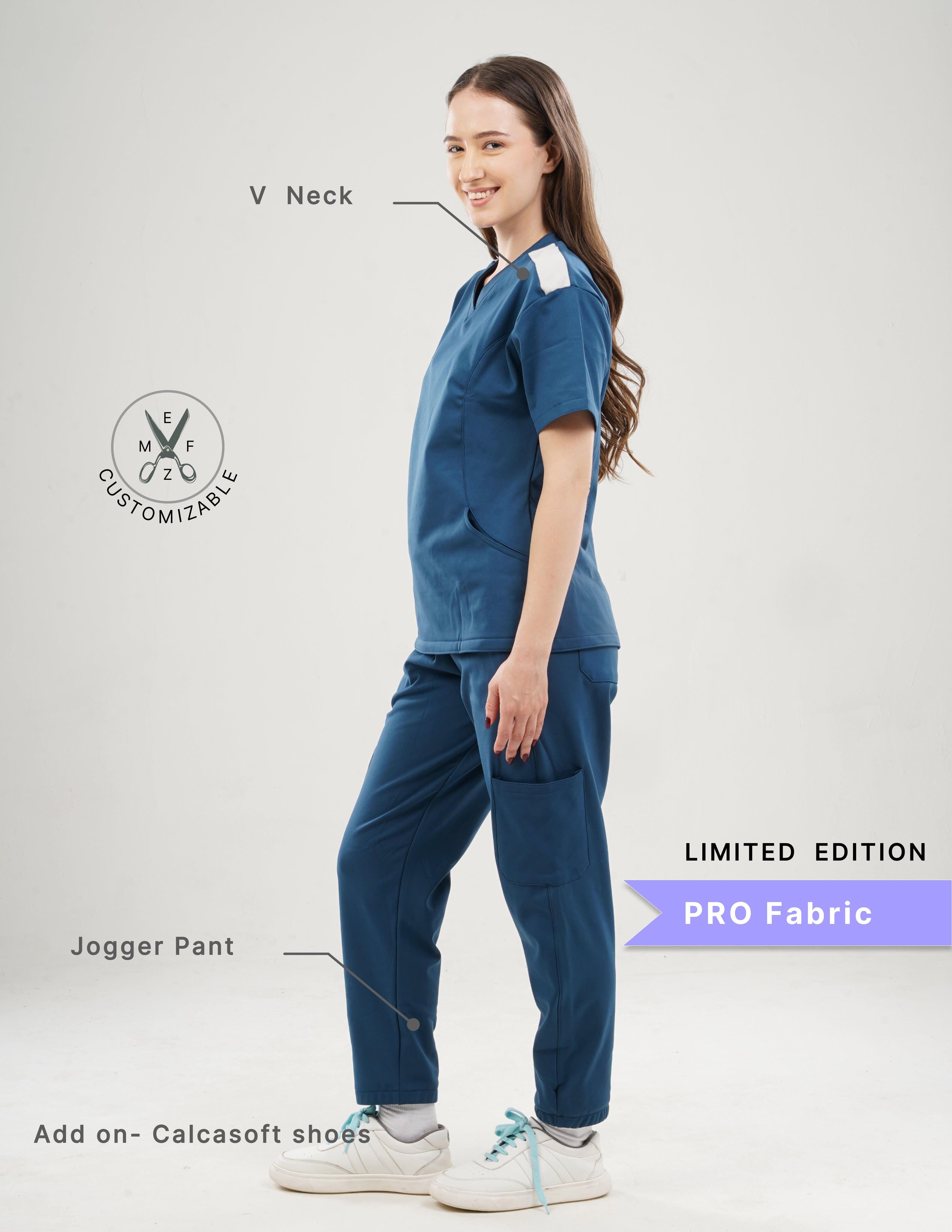 PRUSSIAN BLUE - LIMITED EDITION V Neck / Jogger Pant / 4 way Stretch (FemaleFullset) MKZ2