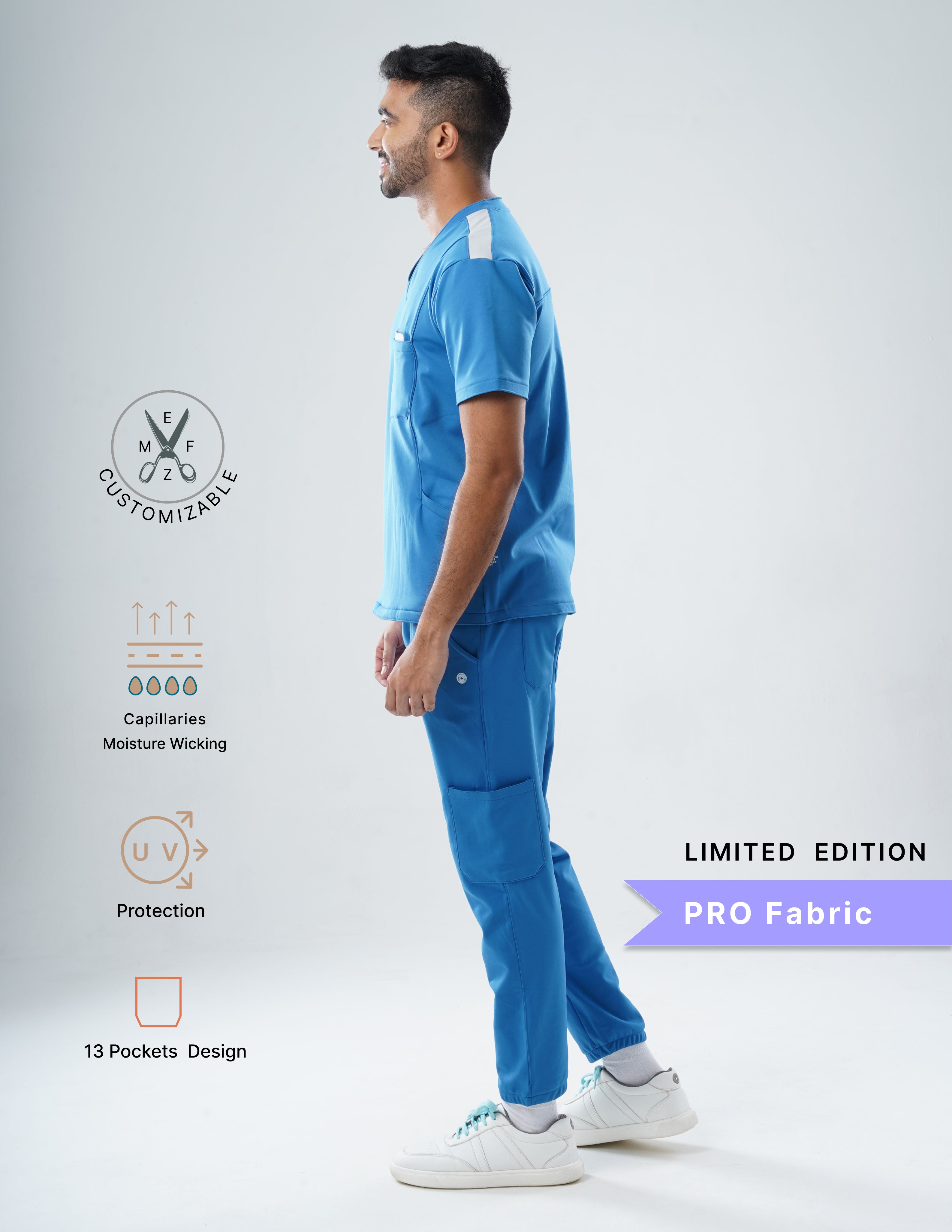 DODGER BLUE - LIMITED EDITION V Neck / Jogger Pant / 4 way Stretch (MaleFullset) MKZ131