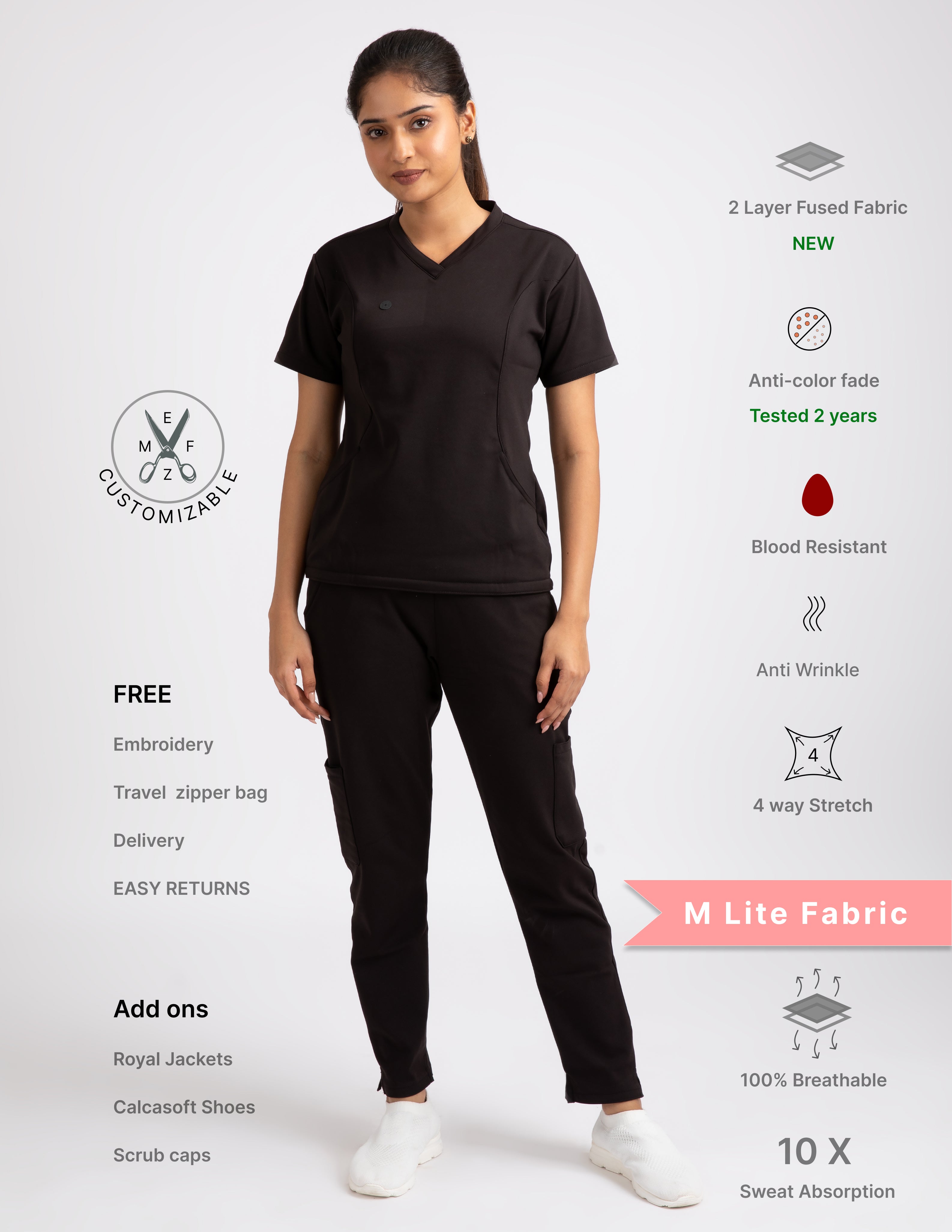 VANTA BLACK V Neck / Straight Pant / 4 way Stretch (FemaleFullset) NMKZ2