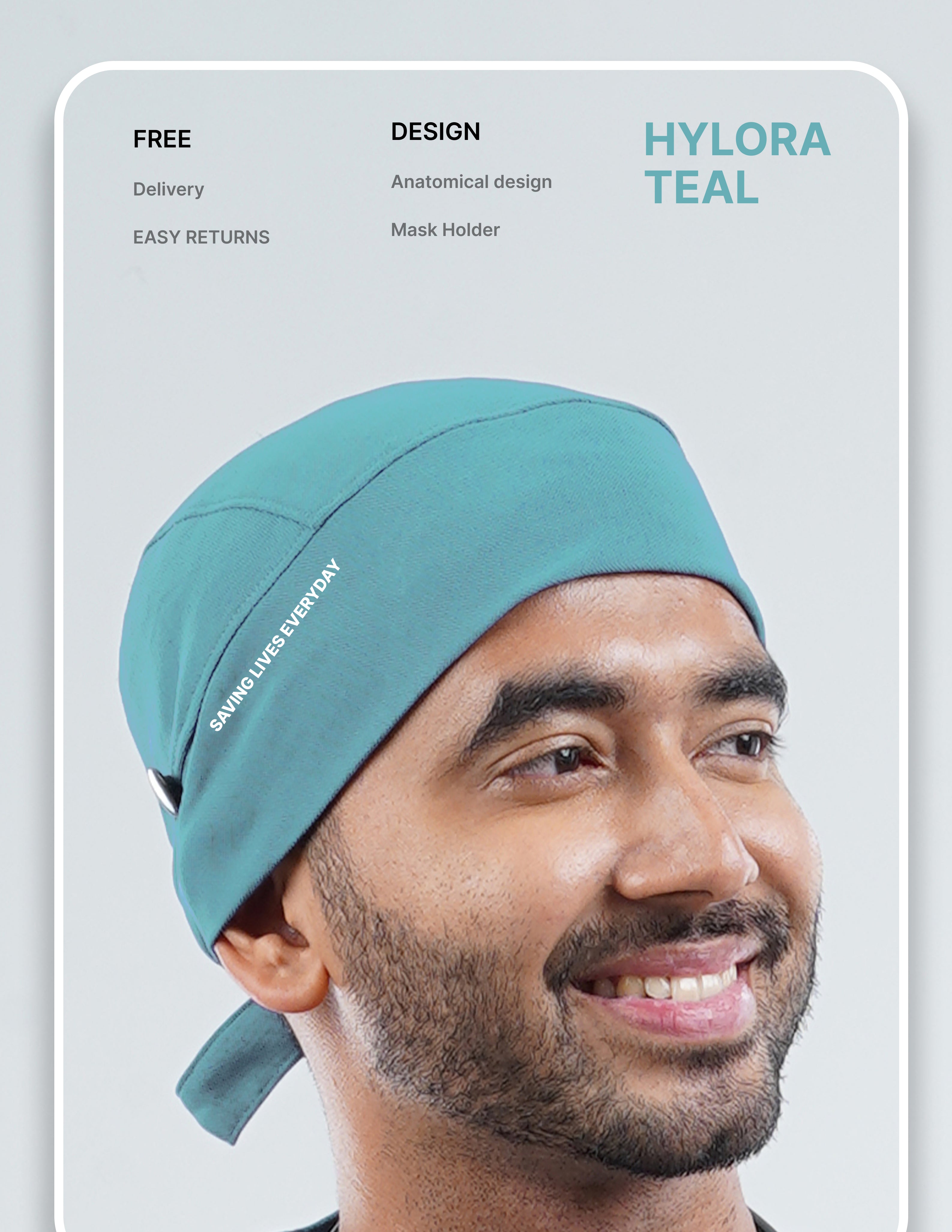 HYLORA TEAL SCRUB CAP  - M Lite Fabric MKZ273