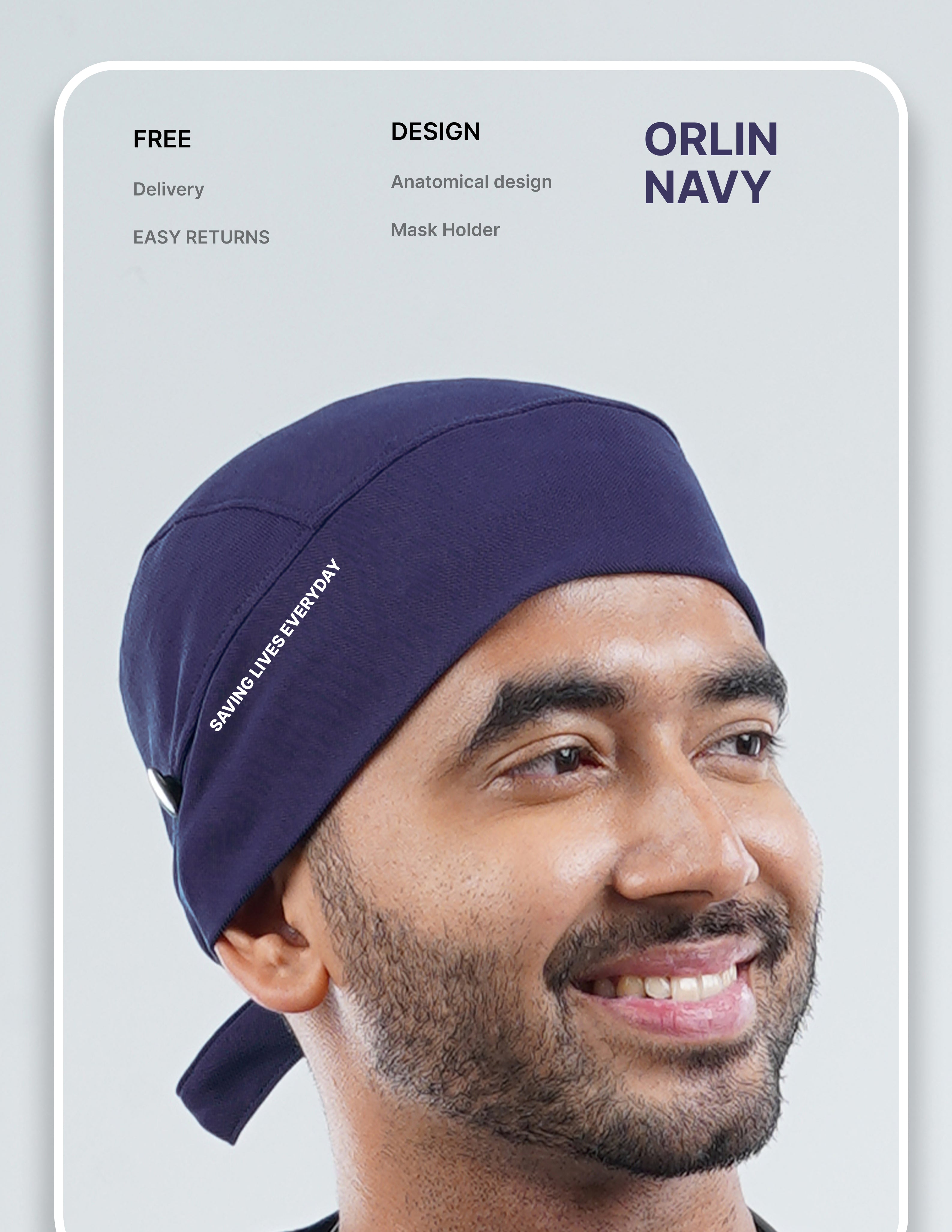 ORLIN NAVY SCRUB CAP  - M Lite Fabric MKZ272