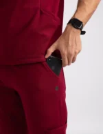 COD – Non Customized Luxury Scrubs Medical Carmine RED (Male Pant) - Image 4