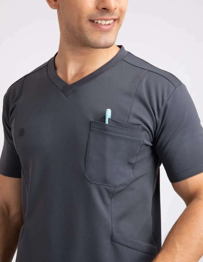 Customizable Luxury Scrubs Medical Anchor Grey (Male Top) - Image 3