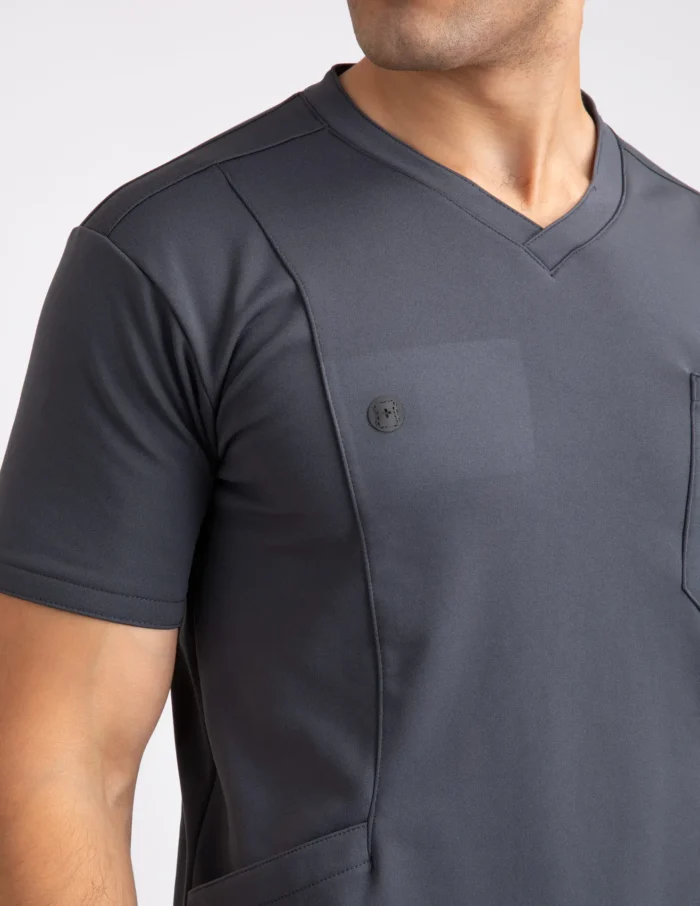 Customizable Luxury Scrubs Medical Anchor Grey (Male Top) - Image 2
