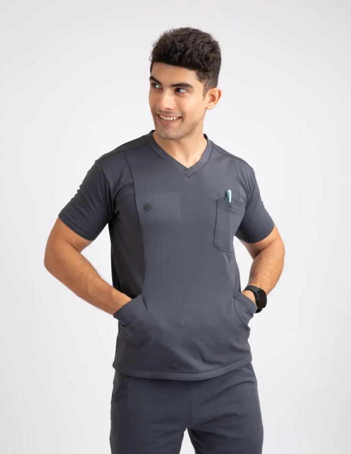 Customizable ANCHOR GREY - PRO Fabric / V Neck / Straight Pant / 4 way Stretch(MaleFullset) - Image 4