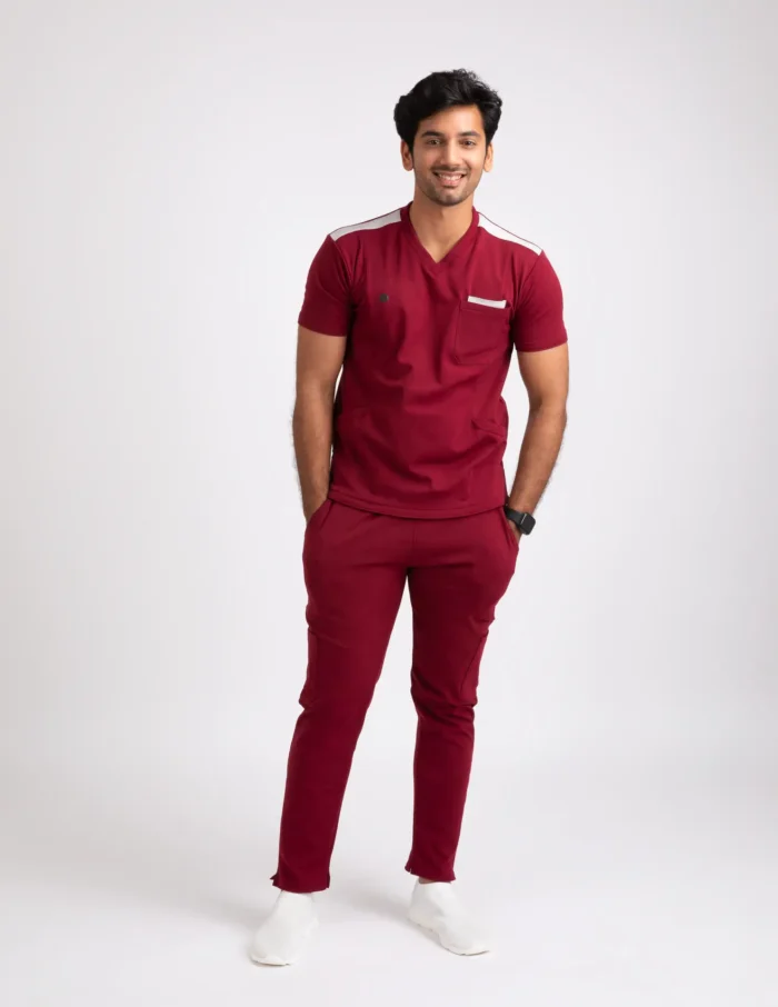 COD – Non Customized Luxury Scrubs Medical Carmine Red (Male Pant) - SPECIAL EDITION - Image 6