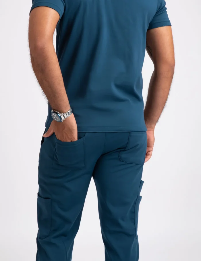 Quick Delivery | CHENNAI | Customizable PRUSSIAN BLUE - PRO Fabric / V Neck / Straight Pant / 4 way Stretch(MaleFullset) MKZ304 - Image 7