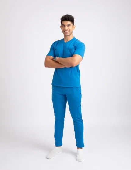COD – Non Customized Luxury Scrubs Medical Dodger Blue (Male Full set)