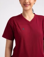 COD – Non Customized Luxury Scrubs Medical Carmine RED (Female Top) - Image 4