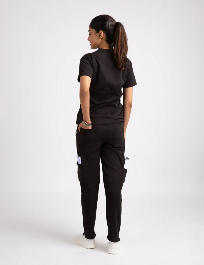 COD – Non Customized Luxury Scrubs Medical Vanta Black (Female Pant) - Image 4