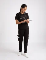 COD – Non Customized Luxury Scrubs Medical Vanta Black (Female Top) - Image 6