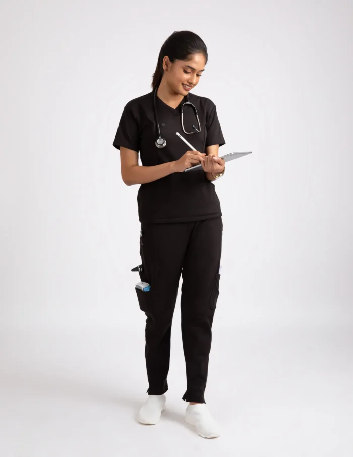 COD – Non Customized Luxury Scrubs Medical Vanta Black (Female Top) - Image 6