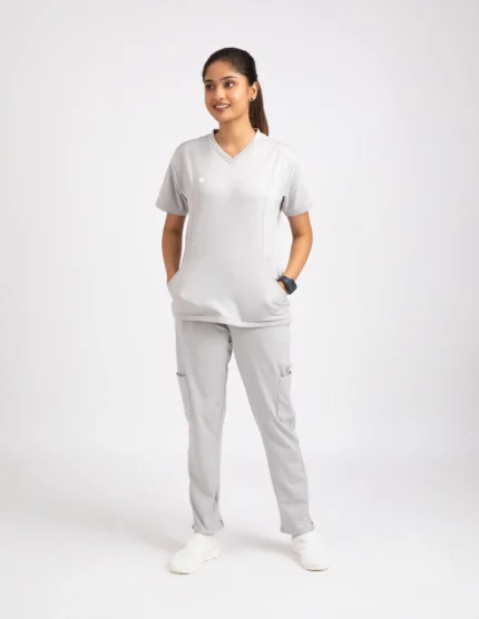 COD – Non Customized Luxury Scrubs Medical Alabaster White (Female Full Set)