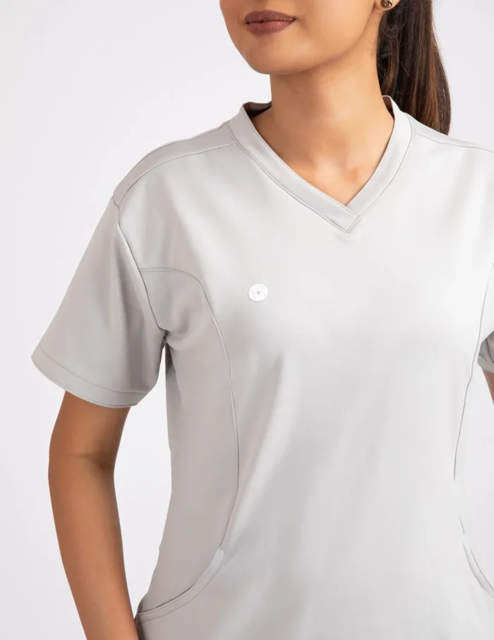 COD – Non Customized Luxury Scrubs Medical Alabaster White (Female Full Set) - Image 3
