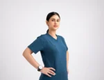 Customizable Luxury Scrubs Medical Prussian Blue (Female Top) - Image 3