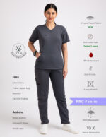 Customizable ANCHOR GREY - PRO Fabric / V Neck / Straight Pant / 4 way Stretch(FemaleFullset)