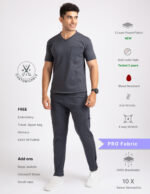 Customizable ANCHOR GREY - PRO Fabric / V Neck / Straight Pant / 4 way Stretch(MaleFullset)