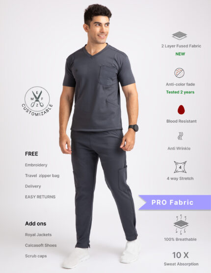 Customizable ANCHOR GREY - PRO Fabric / V Neck / Straight Pant / 4 way Stretch(MaleFullset)