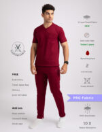 Customizable CARMINE RED - PRO Fabric / V Neck / Straight Pant / 4 way Stretch(MaleFullset)