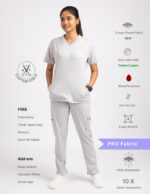 Customizable ALABASTER WHITE - PRO Fabric / V Neck / Straight Pant / 4 way Stretch(FemaleFullset)