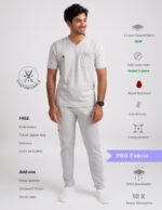 Customizable ALABASTER WHITE - PRO Fabric / V Neck / Straight Pant / 4 way Stretch(MaleFullset)