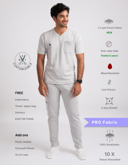 Customizable ALABASTER WHITE - PRO Fabric / V Neck / Straight Pant / 4 way Stretch(MaleFullset)