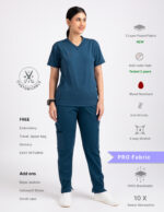 Customizable PRUSSIAN BLUE - PRO Fabric / V Neck / Straight Pant / 4 way Stretch(FemaleFullset)