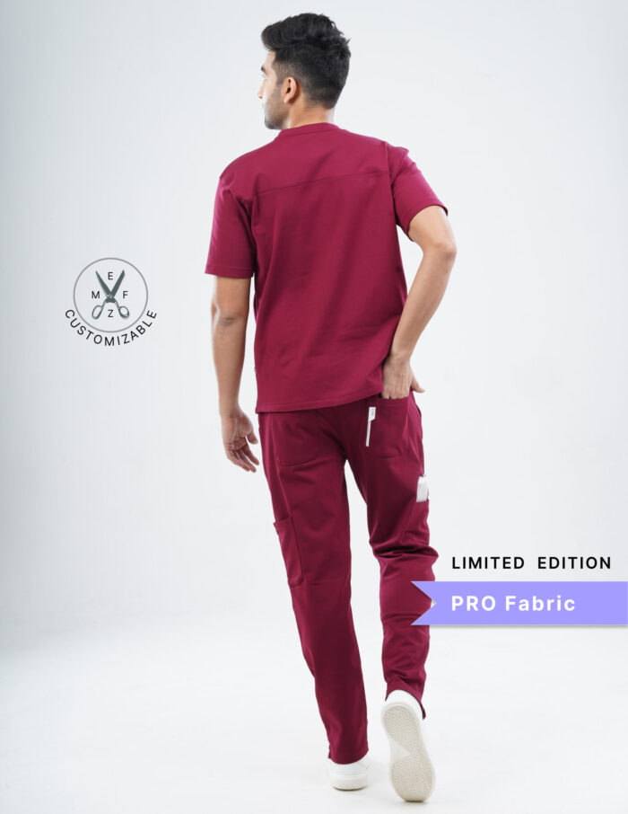 Customizable CARMINE RED LIMTED EDITION - PRO Fabric / V Neck / Straight Pant / 4 way Stretch(MaleFullset) MKZ141 - Image 4