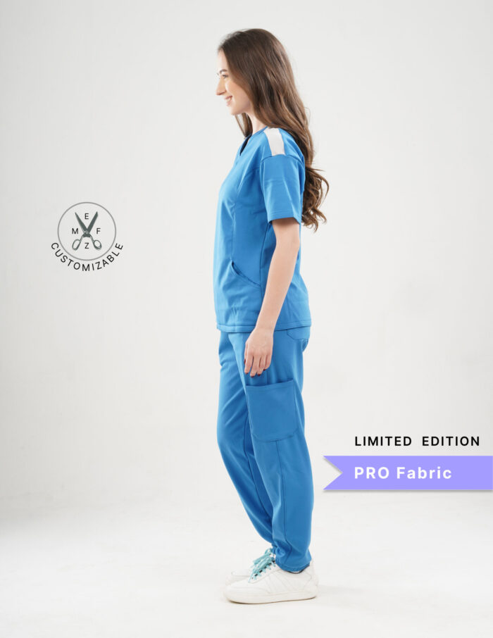 Customizable DODGER BLUE LIMITED EDITION - PRO Fabric / V Neck / Jogger Pant / 4 way Stretch(FemaleFullset) MKZ5 - Image 4
