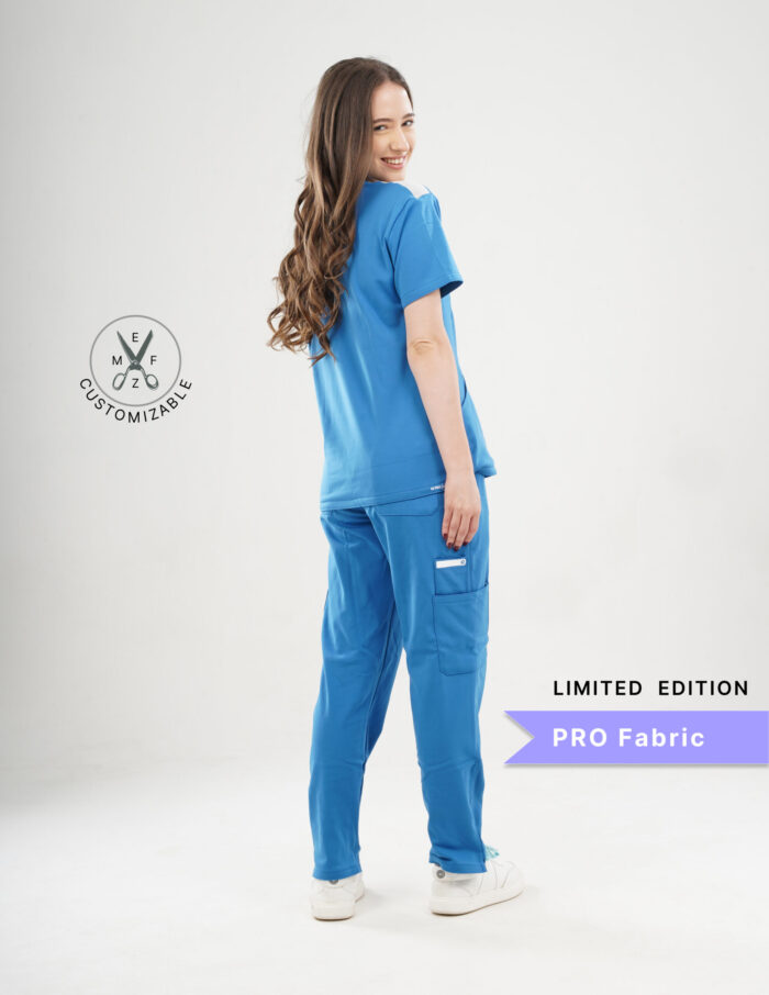 Customizable DODGER BLUE LIMITED EDITION - PRO Fabric / V Neck / Straight Pant / 4 way Stretch(FemaleFullset) MKZ254 - Image 4