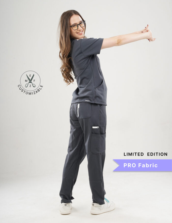 Customizable ANCHOR GREY LIMITED EDITION - PRO Fabric / V Neck / Straight Pant / 4 way Stretch(FemaleFullset) MKZ8 - Image 4