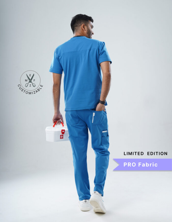 Customizable DODGER BLUE LIMITED EDITION - PRO Fabric / V Neck / Straight Pant / 4 way Stretch(MaleFullset) MKZ132 - Image 4