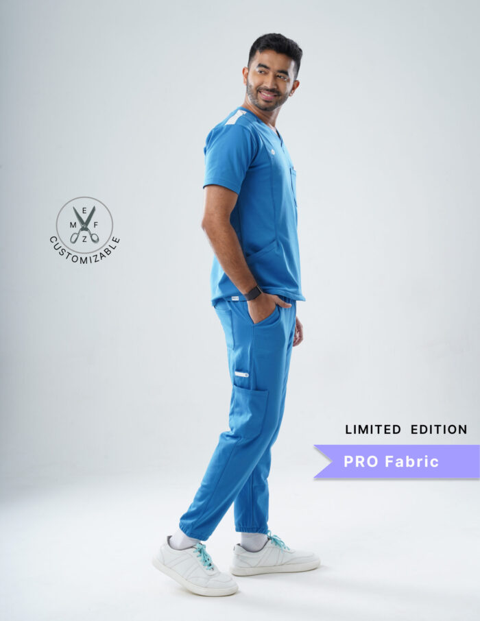 Customizable DODGER BLUE LIMITED EDITION - PRO Fabric / V Neck / Jogger Pant / 4 way Stretch(MaleFullset) MKZ131 - Image 5