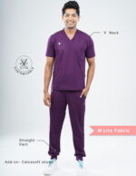Customizable MERLOT WINE - MLite Fabric / V Neck / Jogger Pant / 2 way Stretch(MaleFullset) MKZ142 - Image 2