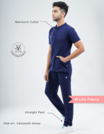 Customizable ORLIN NAVY - MLite Fabric / MANDARIN COLLAR / Straight Pant / 2 way Stretch(MaleFullset) MKZ163 - Image 2
