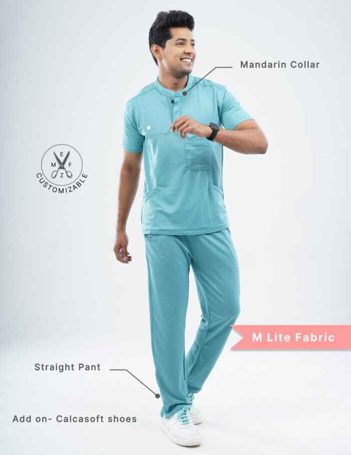 Customizable HYLORA TEAL - MLite Fabric / Mandarin Collar / Straight Pant / 2 way Stretch(MaleFullset) MKZ171 - Image 2