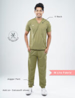 Customizable FERIL OLIVE - MLite Fabric / V Neck / Jogger Pant / 2 way Stretch(MaleFullset) MKZ174 - Image 2