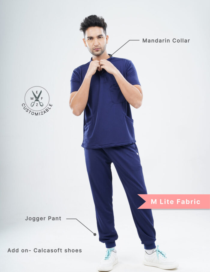 Customizable ORLIN NAVY - MLite Fabric / MANDARIN COLLAR / Jogger Pant / 2 way Stretch(MaleFullset) MKZ162 - Image 2
