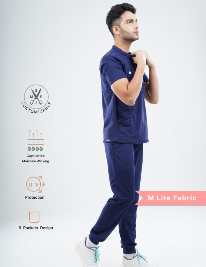 Customizable ORLIN NAVY - MLite Fabric / MANDARIN COLLAR / Jogger Pant / 2 way Stretch(MaleFullset) MKZ162 - Image 3