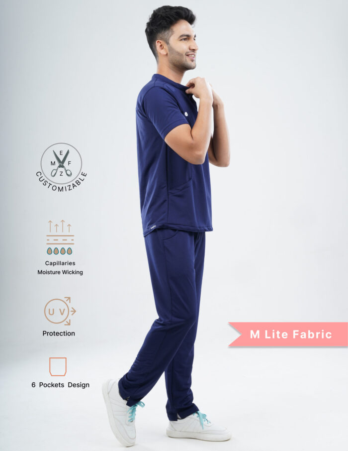 Customizable ORLIN NAVY - MLite Fabric / MANDARIN COLLAR / Straight Pant / 2 way Stretch(MaleFullset) MKZ163 - Image 3