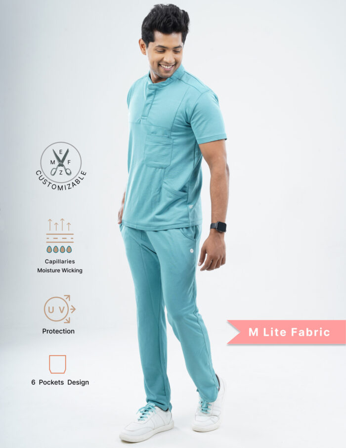 Customizable HYLORA TEAL - MLite Fabric / Mandarin Collar / Straight Pant / 2 way Stretch(MaleFullset) MKZ171 - Image 3