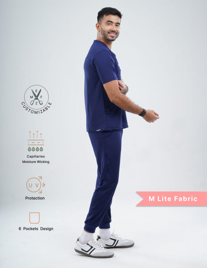 Customizable ORLIN NAVY - MLite Fabric / V NECK / Jogger Pant / 2 way Stretch(MaleFullset) MKZ158 - Image 3
