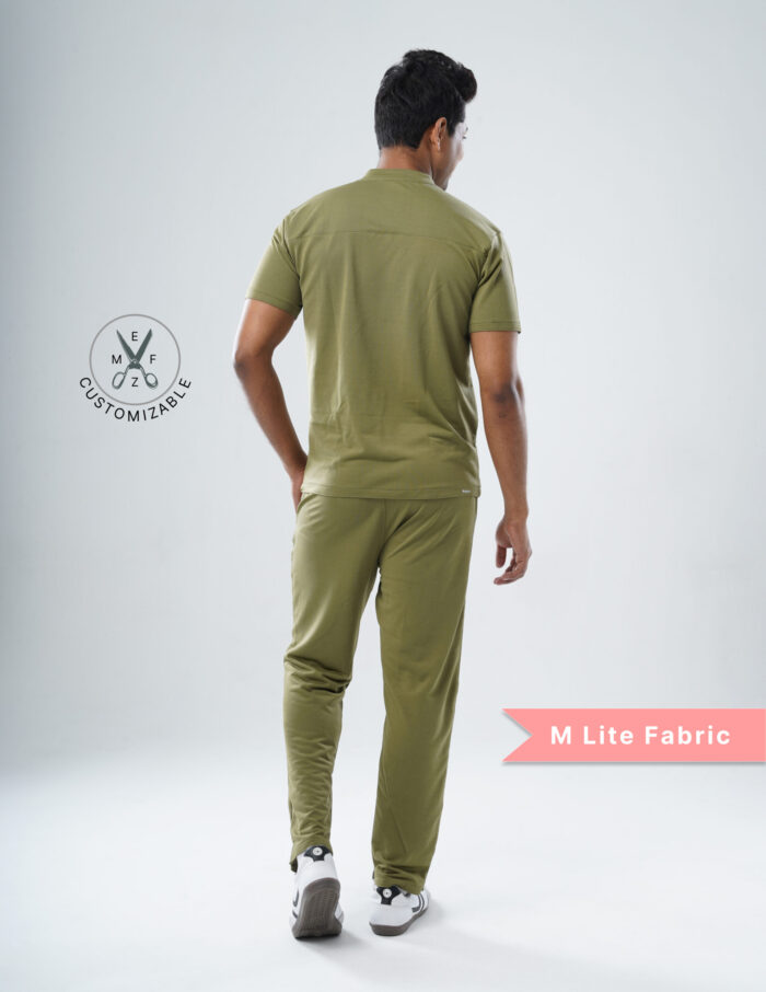 Quick Delivery | CHENNAI | Customizable FERIL OLIVE - MLite Fabric / V Neck / Straight Pant / 2 way Stretch(MaleFullset) MKZ292 - Image 4