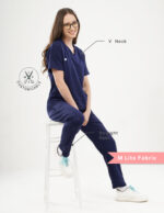 Quick Delivery | CHENNAI  | Customizable ORLIN NAVY - MLite Fabric / V Neck / Straight Pant / 2 way Stretch(FemaleFullset) MKZ297 - Image 2
