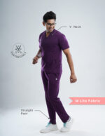 Customizable MERLOT WINE - MLite Fabric / V Neck / Straight Pant / 2 way Stretch(MaleFullset) MKZ143 - Image 2