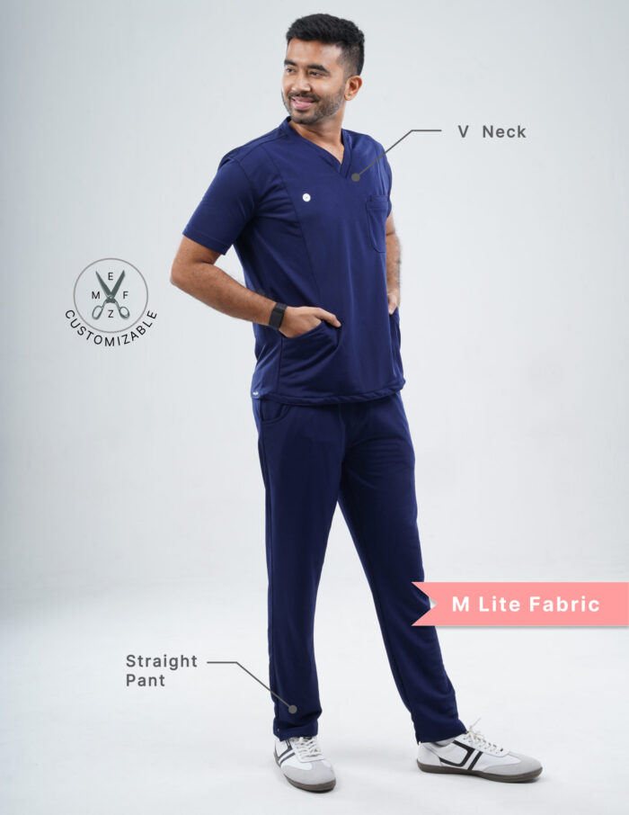 Quick Delivery | CHENNAI | Customizable ORLIN NAVY - MLite Fabric / V Neck / Straight Pant / 2 way Stretch(MaleFullset) MKZ298 - Image 2